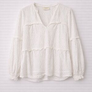 Anthropologie Cream Textured Blouse